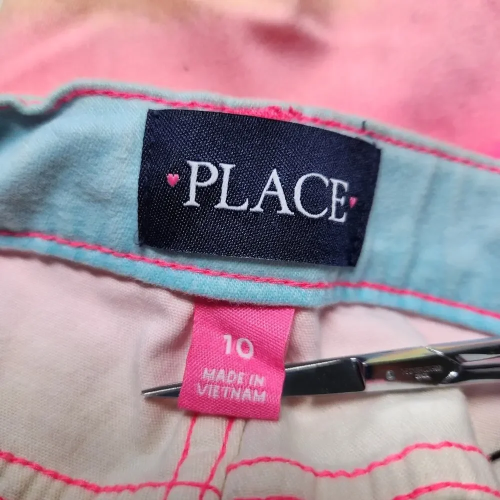 Children's Place Girls Pants Sz 10 Tie Dye Rainbow Ombre, Adjustable Waist